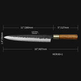 Kajiya Asakusa 11'' YanagiBa - Professional Japanese Kitchen Knife for Sushi & Fish Slicing with 3-Layer VG10 Steel Blade & Natural Wooden Handle (Olive)